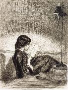 James Abbott McNeil Whistler Reading by Lamplight oil on canvas
